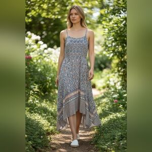 Japna Ladies XS Flowy Rayon Summer Scarf Asymmetrical Hem Dress Boho Hippie